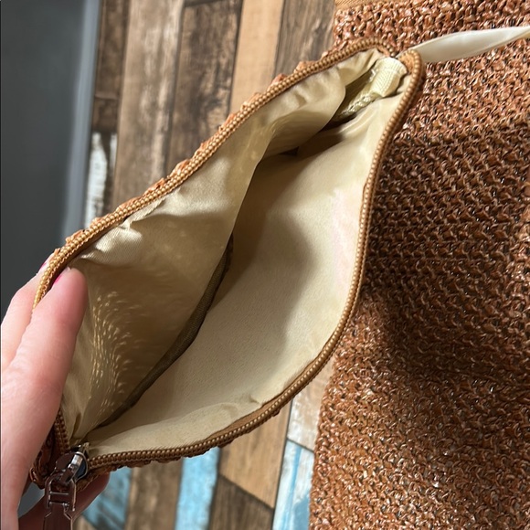 Brown Woven Tote Bag with Pouch - Picture 7 of 16